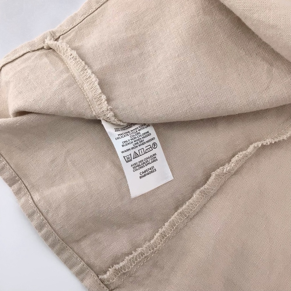 Loft Outlet Linen Square Neck Puff Sleeve Button Blouse Size Large - Picture 4 of 11
